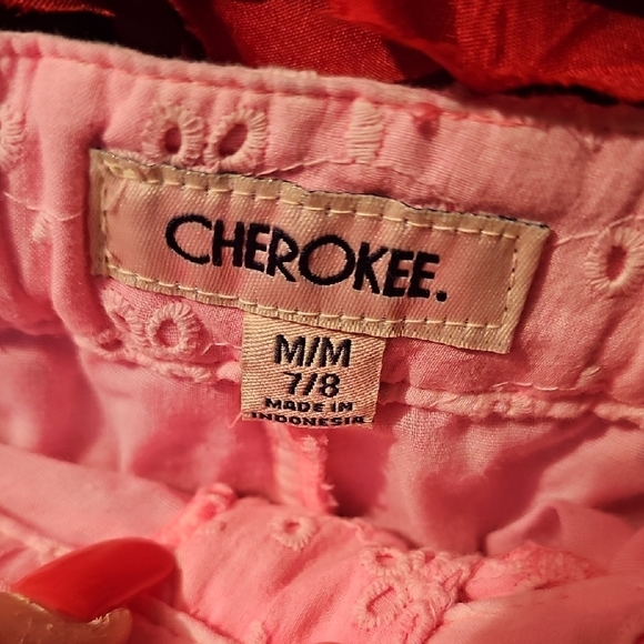 Cherokee Girls Pink Eyelet Adjustable Shorts Size 7/8 - Picture 2 of 6